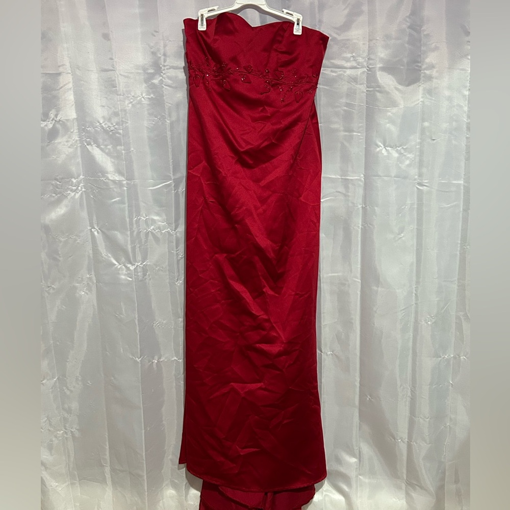 Davids Bridal Red Strapless Gown